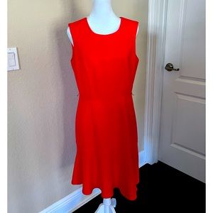 Womens Coral Orange Fit and Flare Dress